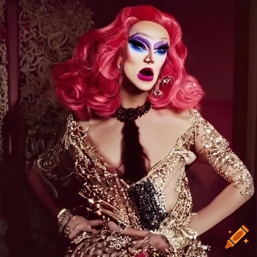 fashionable drag queen in detective-inspired outfit