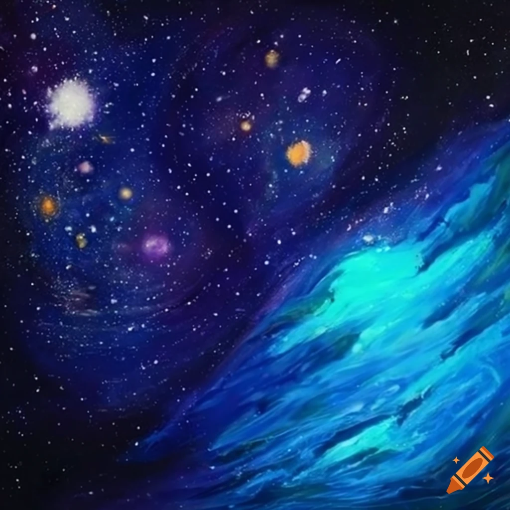 crayon drawing of stars in outer space