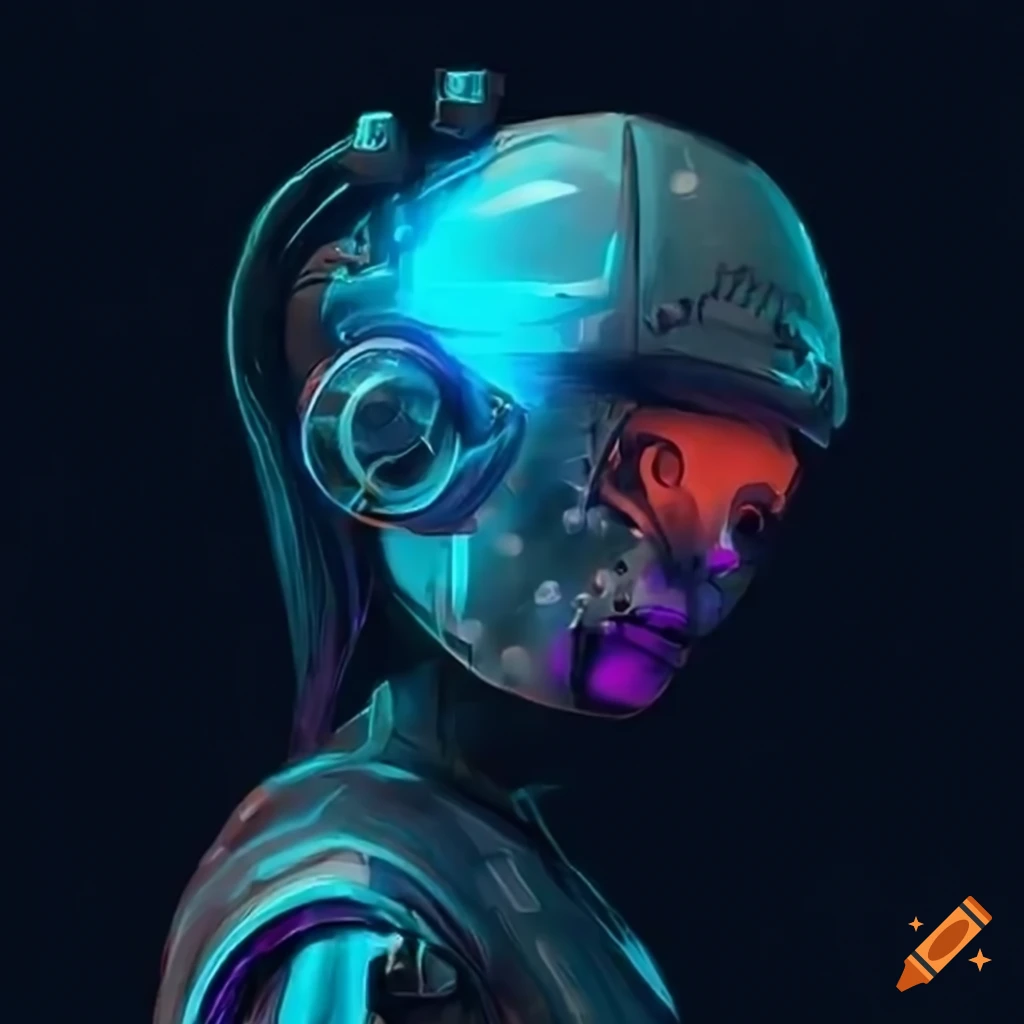 cyberpunk style personal helmet art