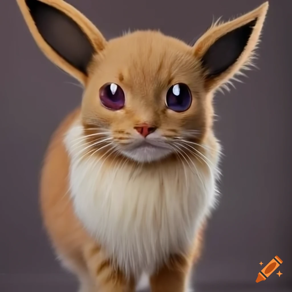 Photorealistic close-up of a cute Eevee on Craiyon