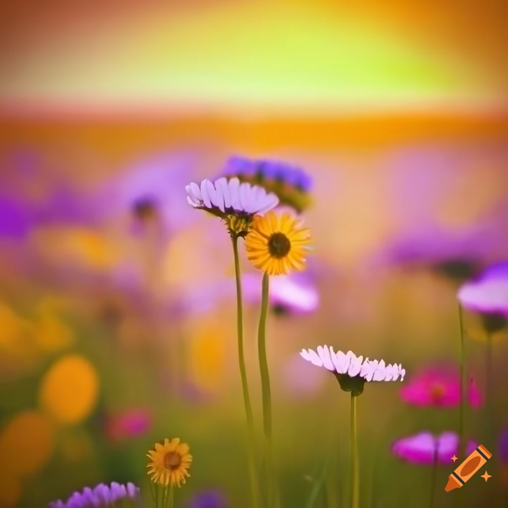 colorful summer field with flowers