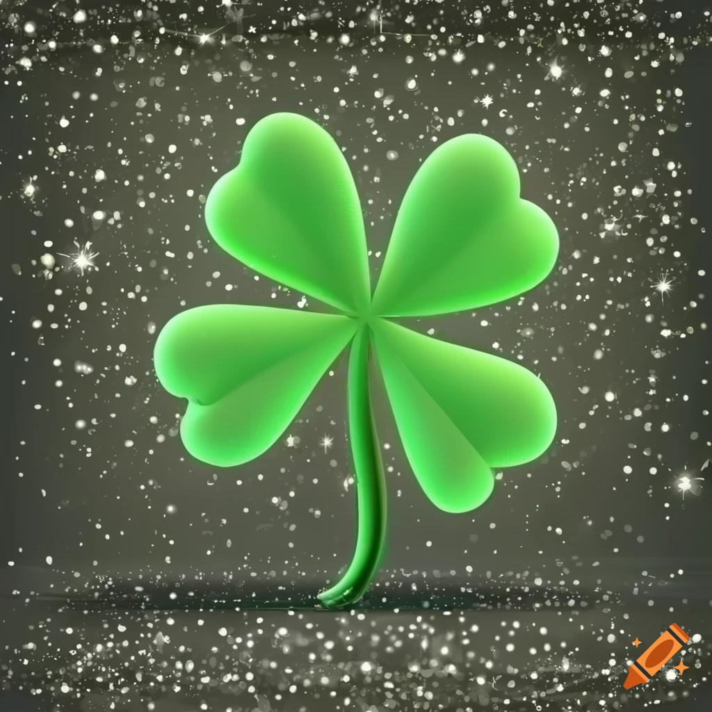 cartoon lucky clover on sparkling white background