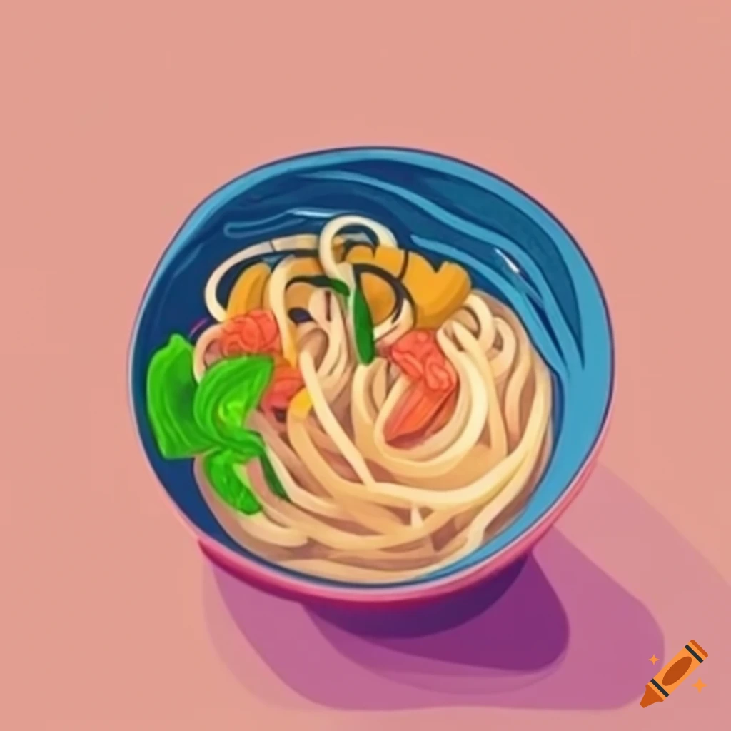 funny doodle of noodles