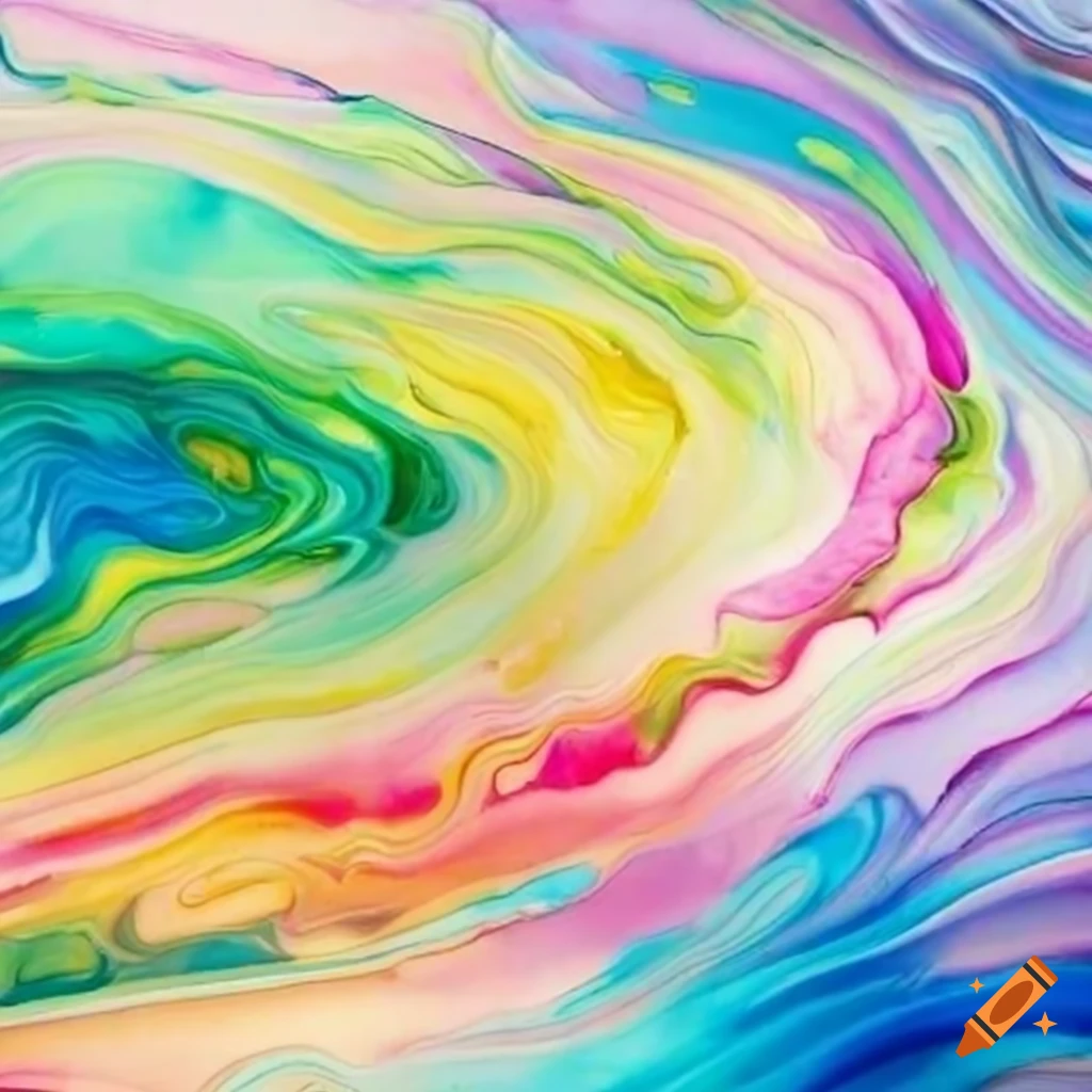 swirling flow of spring color palette in watercolors