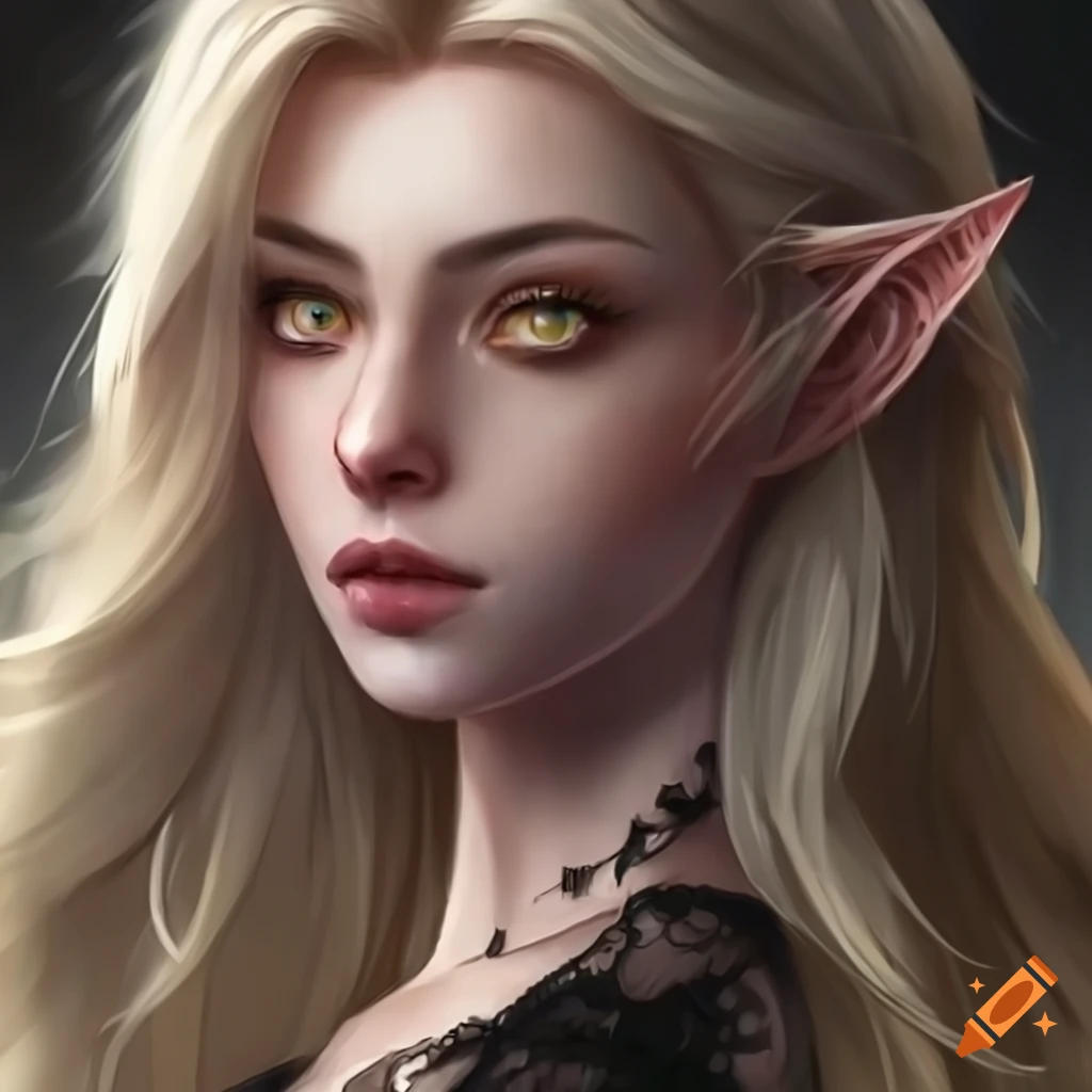 realistic portrait of an anime elf woman