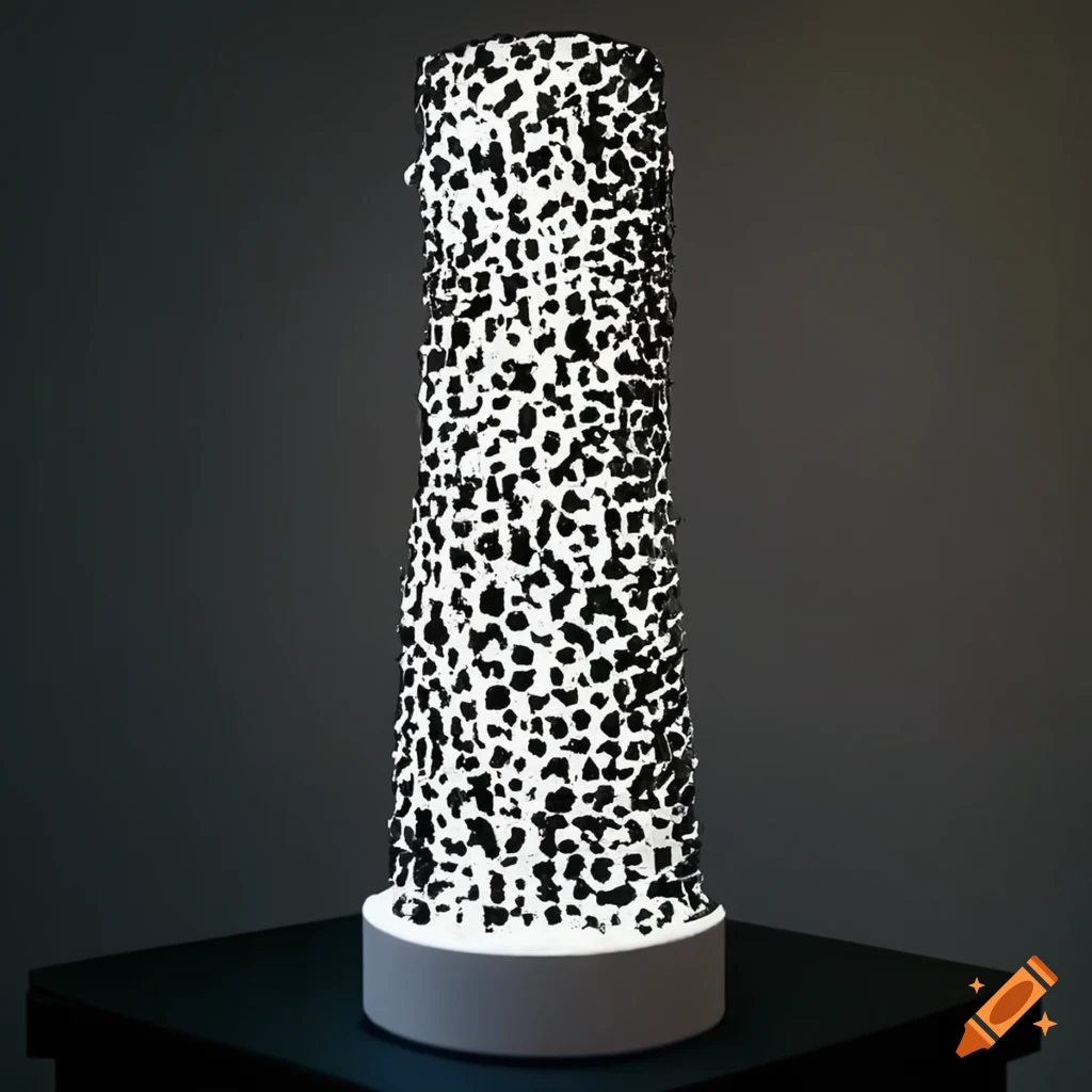 pointillism sculpture of a tower made of CRT TV static