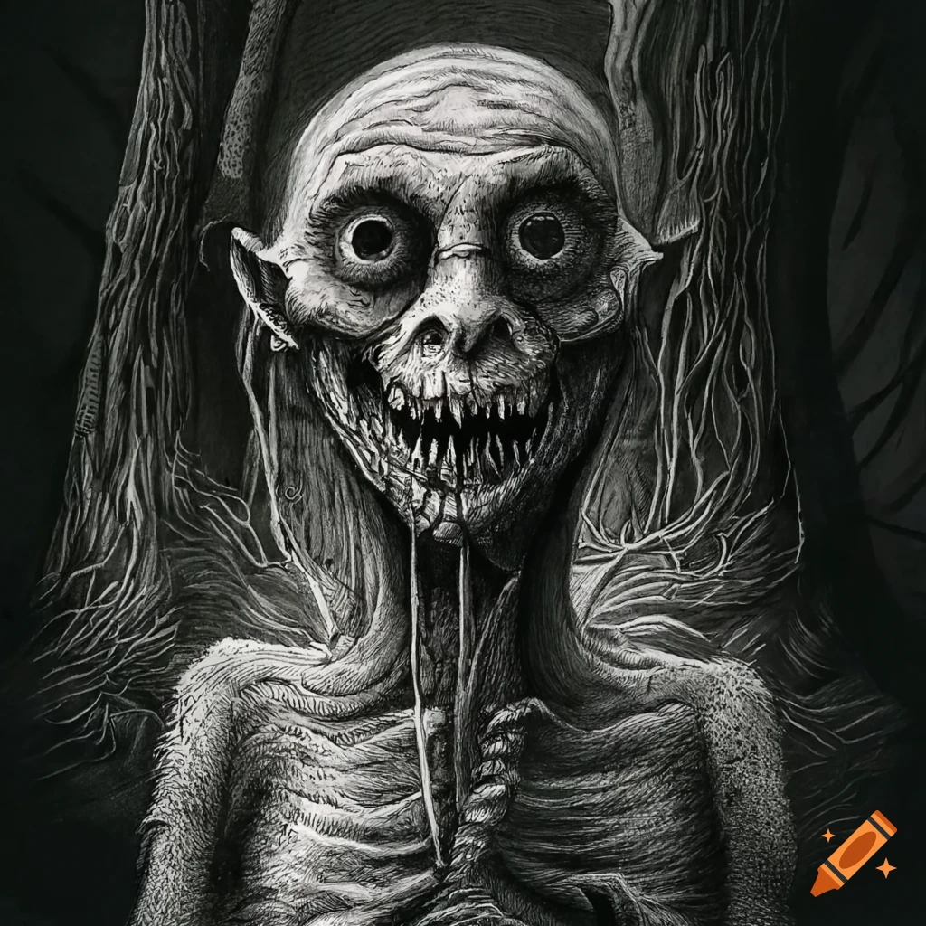 Ink drawings of creepy monsters on Craiyon, image size:1024x1024