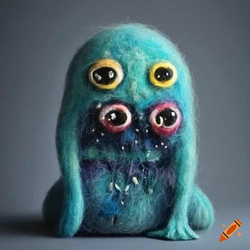 felted wool sea monster sculpture