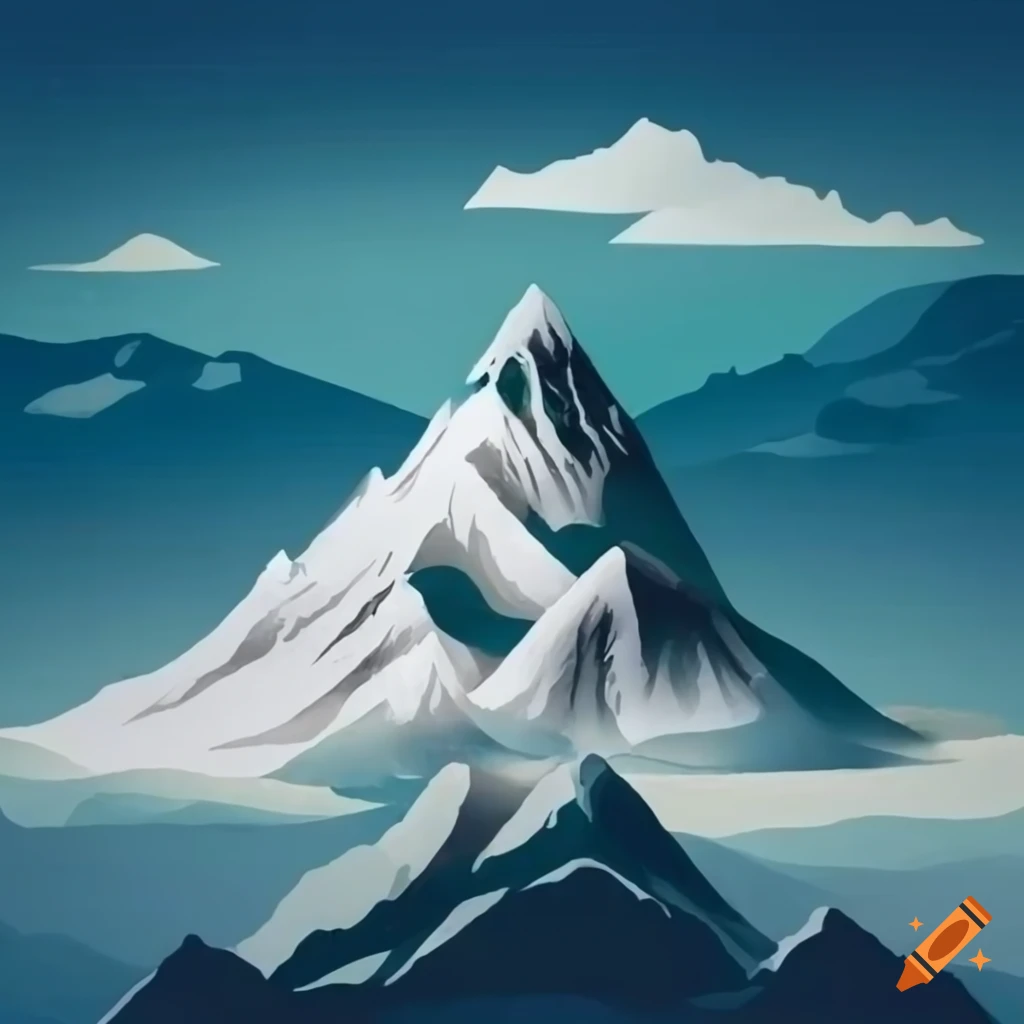 artistic depiction of a cloud-capped mountain