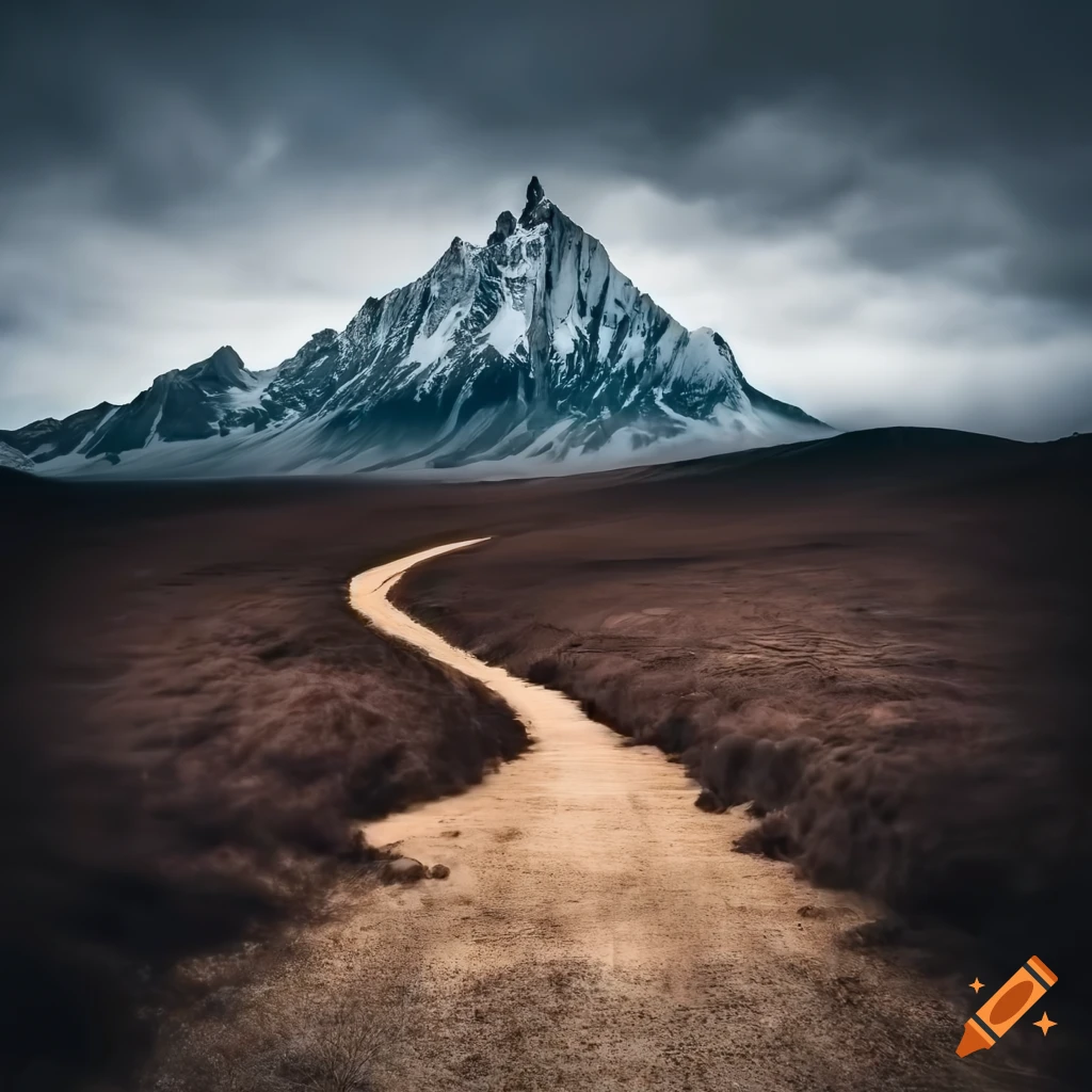 detailed photo of a path leading to a mountain