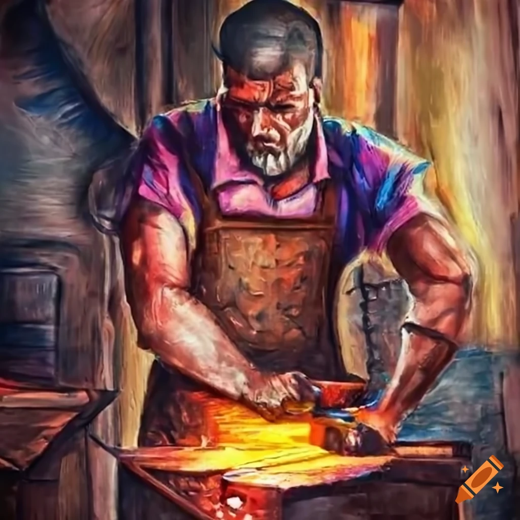 blacksmith working in a forge