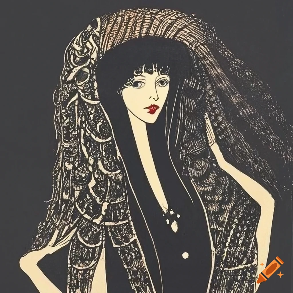 Artistic illustration of a woman with long hair