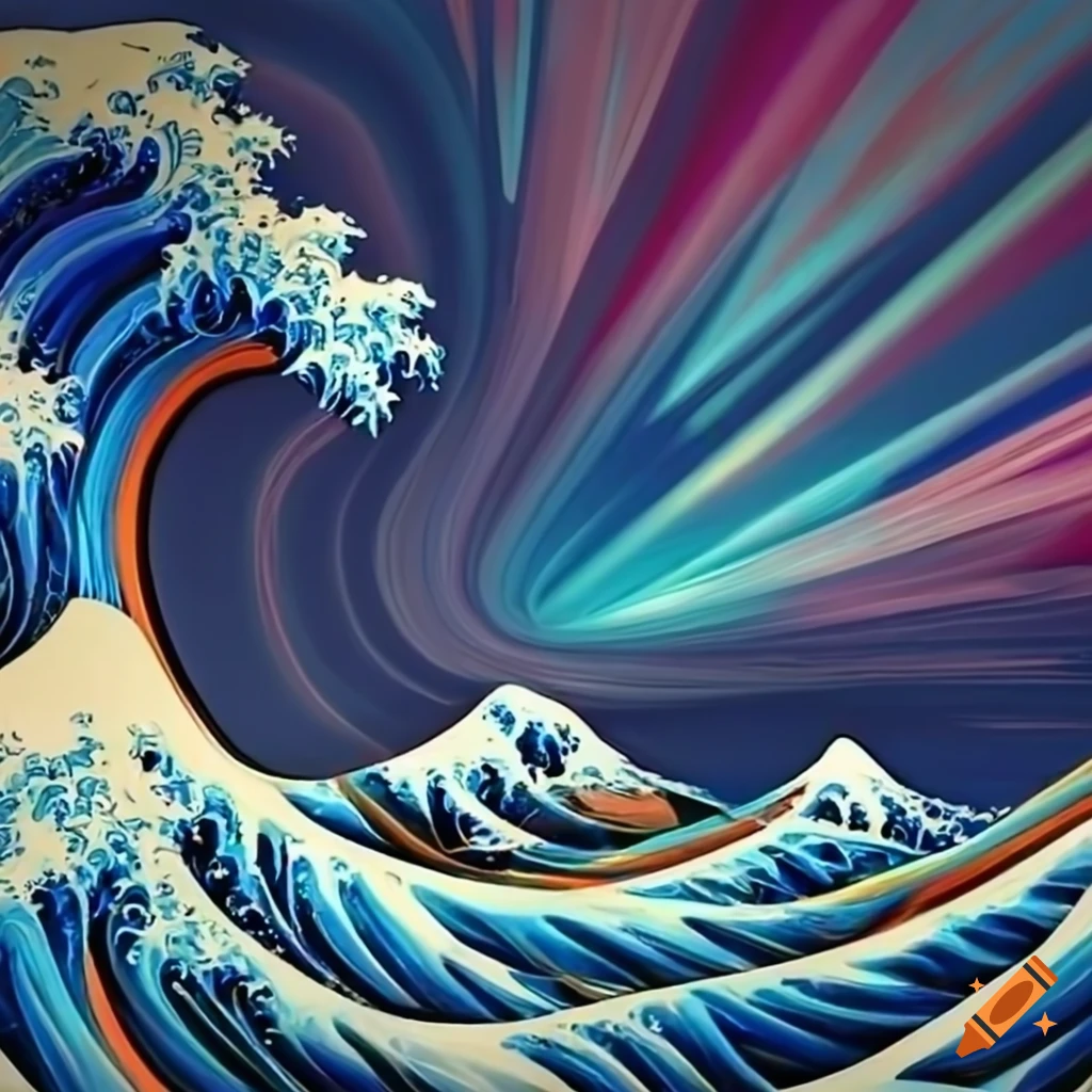 Abstract interpretation of the great wave on Craiyon