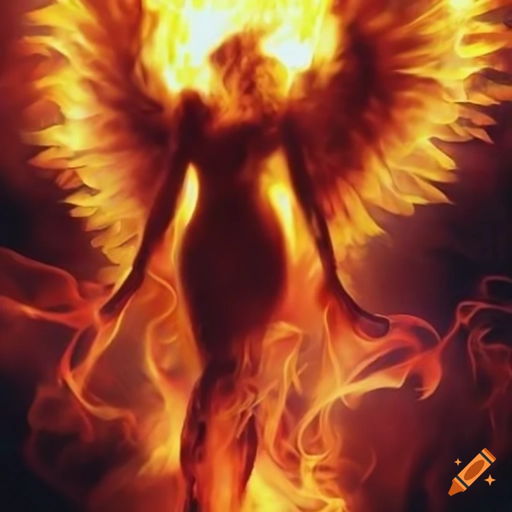 Art of a powerful fire angel