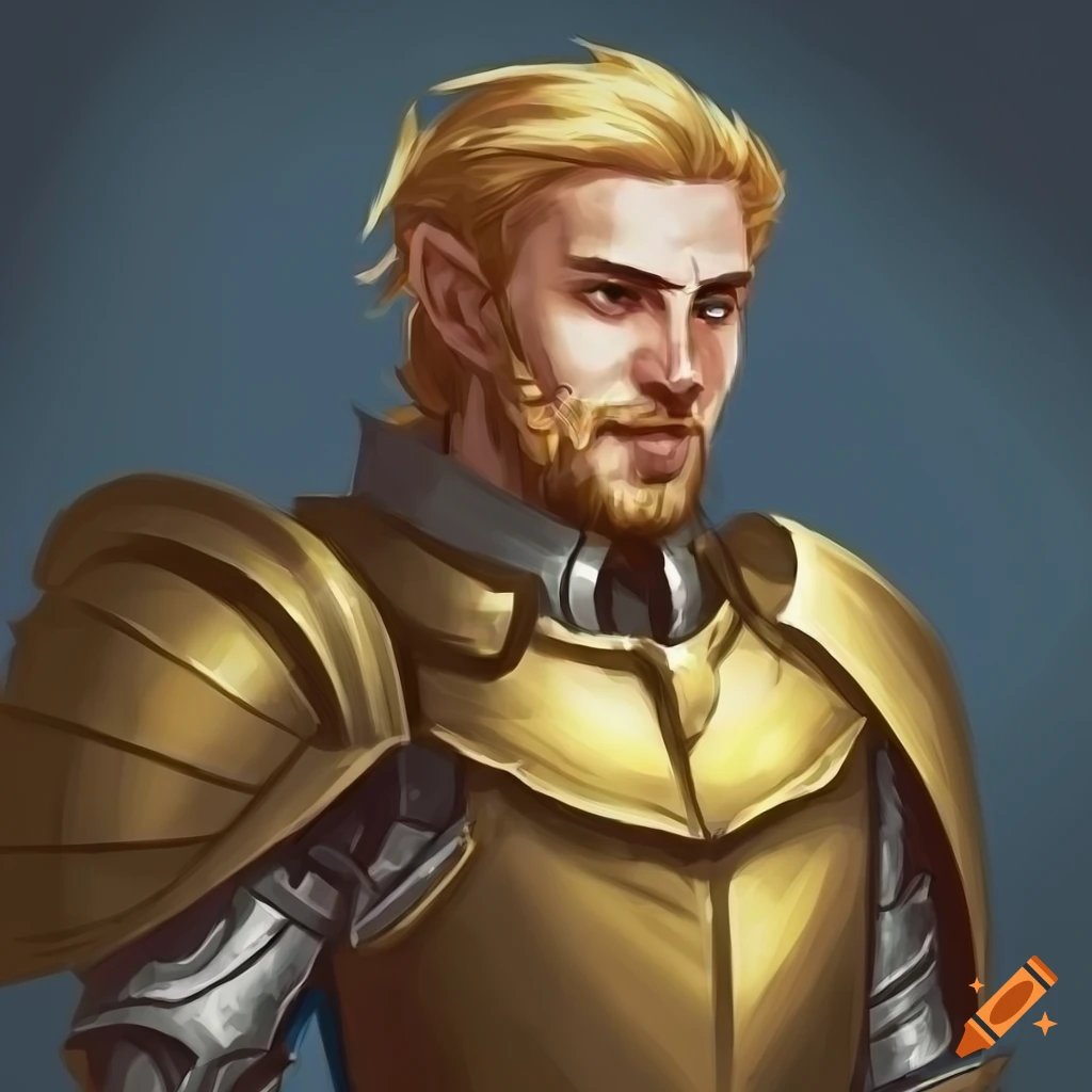 dnd character art of a confident male paladin