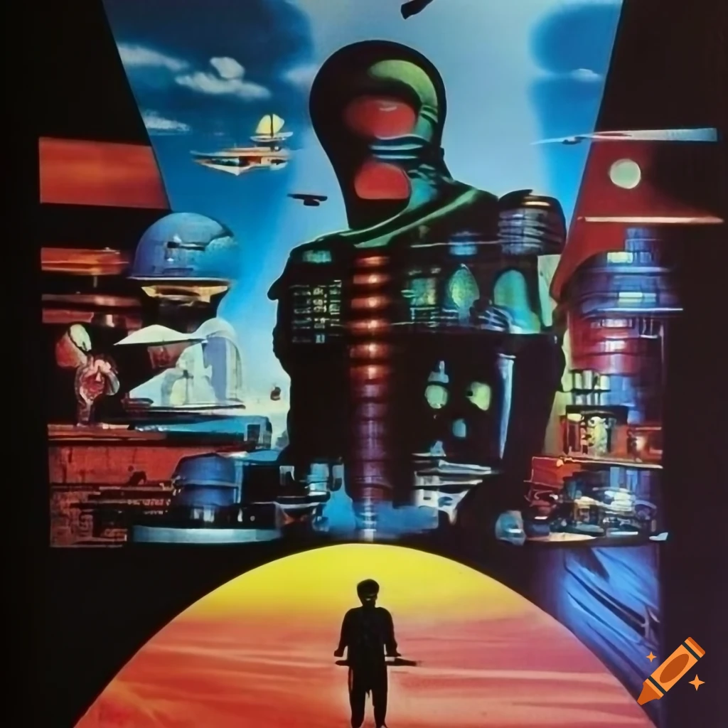 Poster of a 1970s science fiction utopian movie on Craiyon