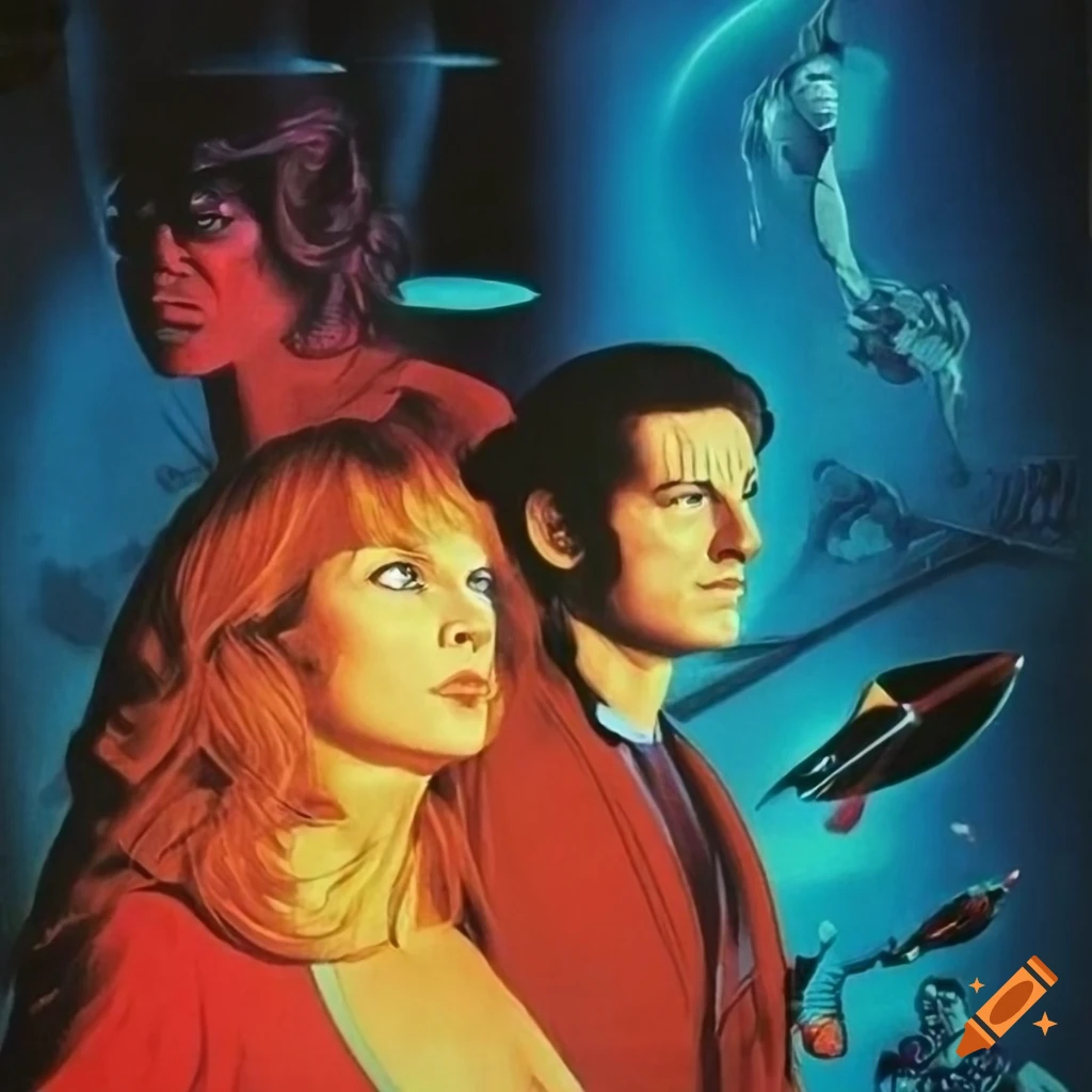 Poster of a 1970s science fiction utopian movie on Craiyon