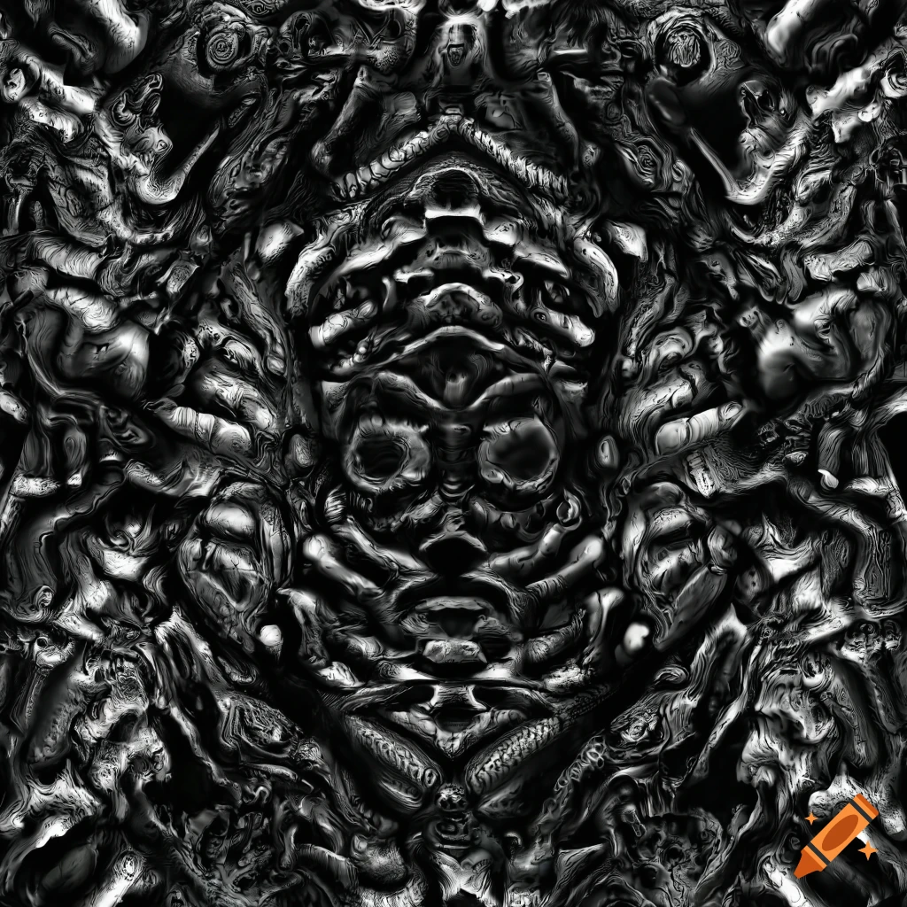 black and white biomechanical rib texture
