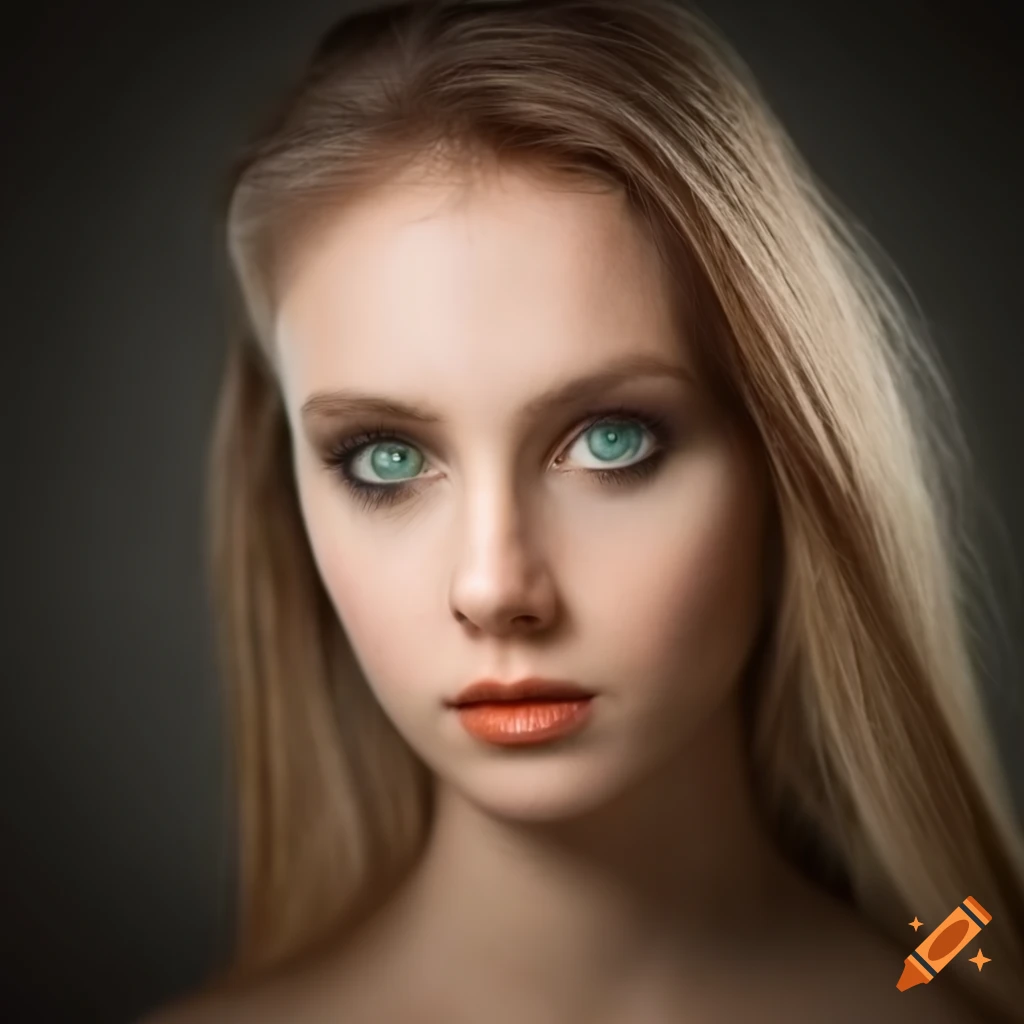 portrait of a woman with green eyes and classic attire