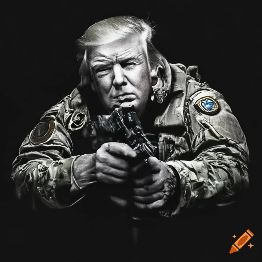 satirical illustration of Donald Trump as a Navy Seal