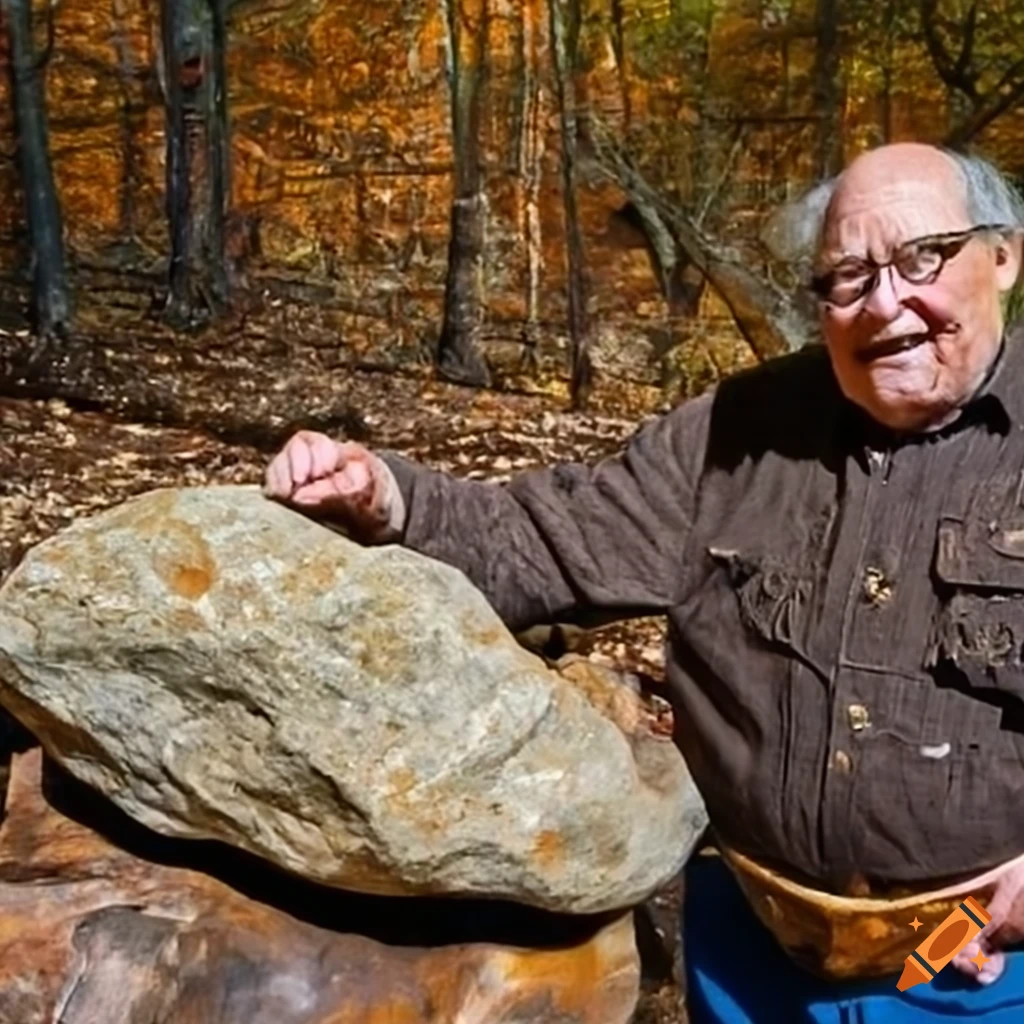 Rock collector in arkansas with eccentric beliefs on Craiyon