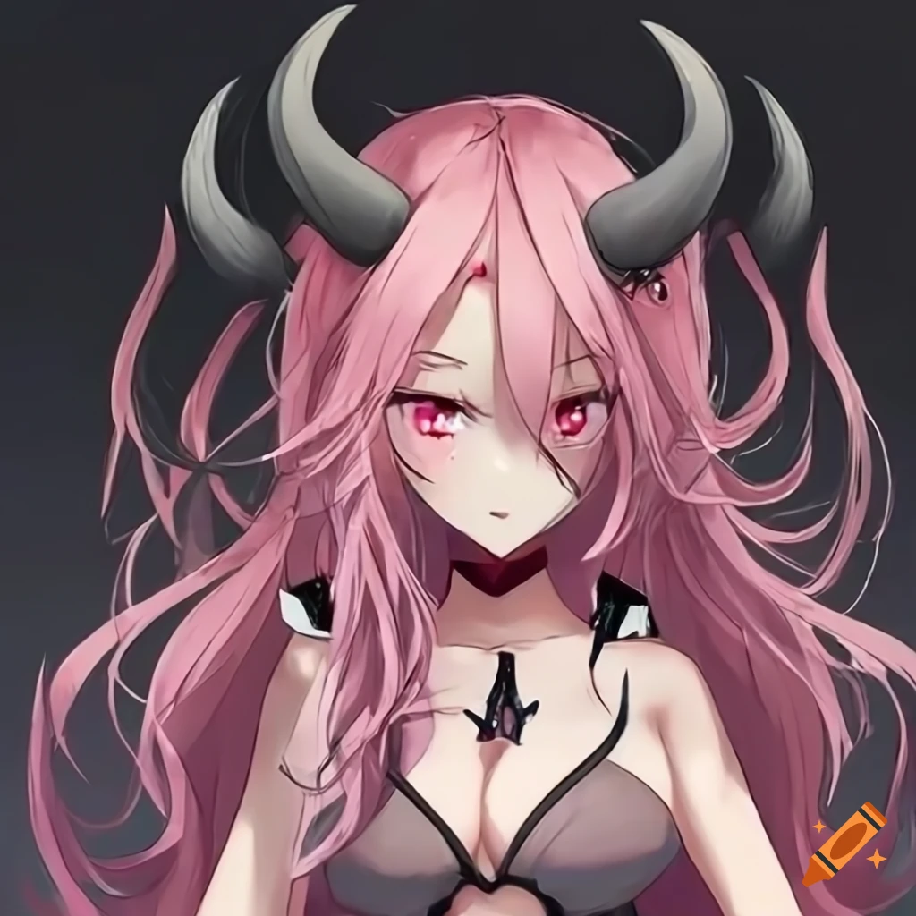Digital Art Of A Female Demon With Pink Hair And Horns On Craiyon 3904
