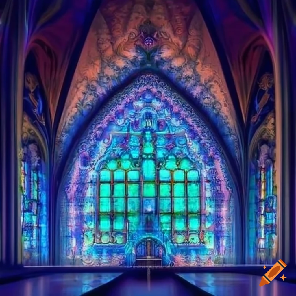 church with fractal-inspired glass windows