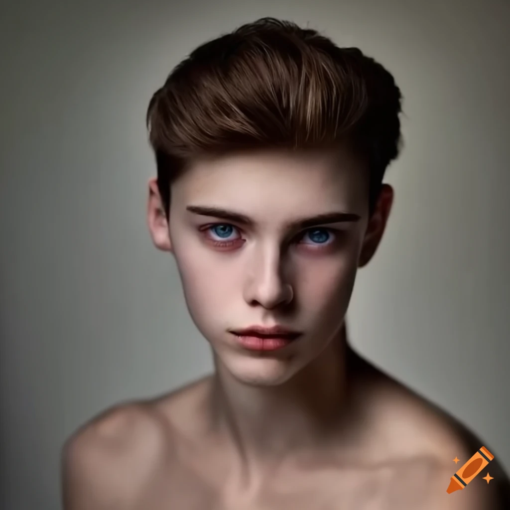 portrait of a young adult male with blue eyes and dark brown hair