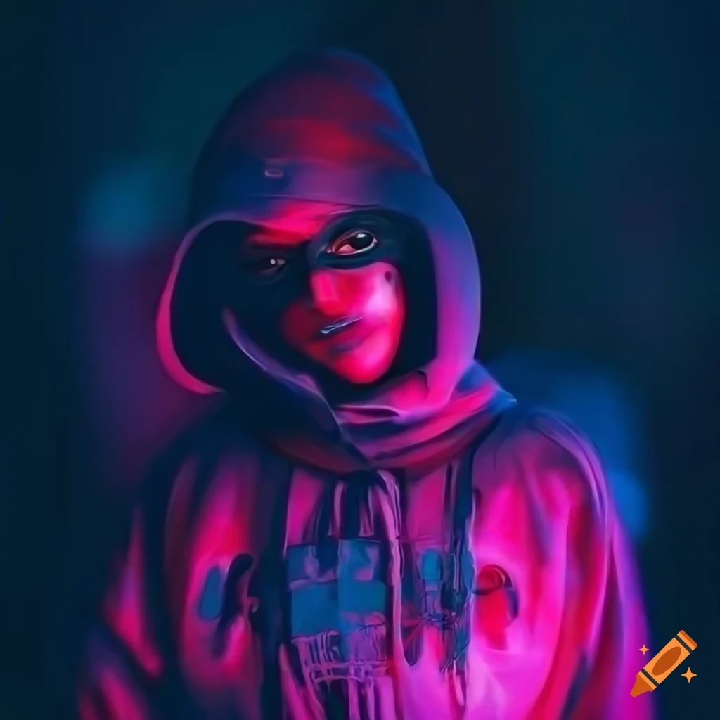 realistic illustration of a stylish woman on a dimly lit street