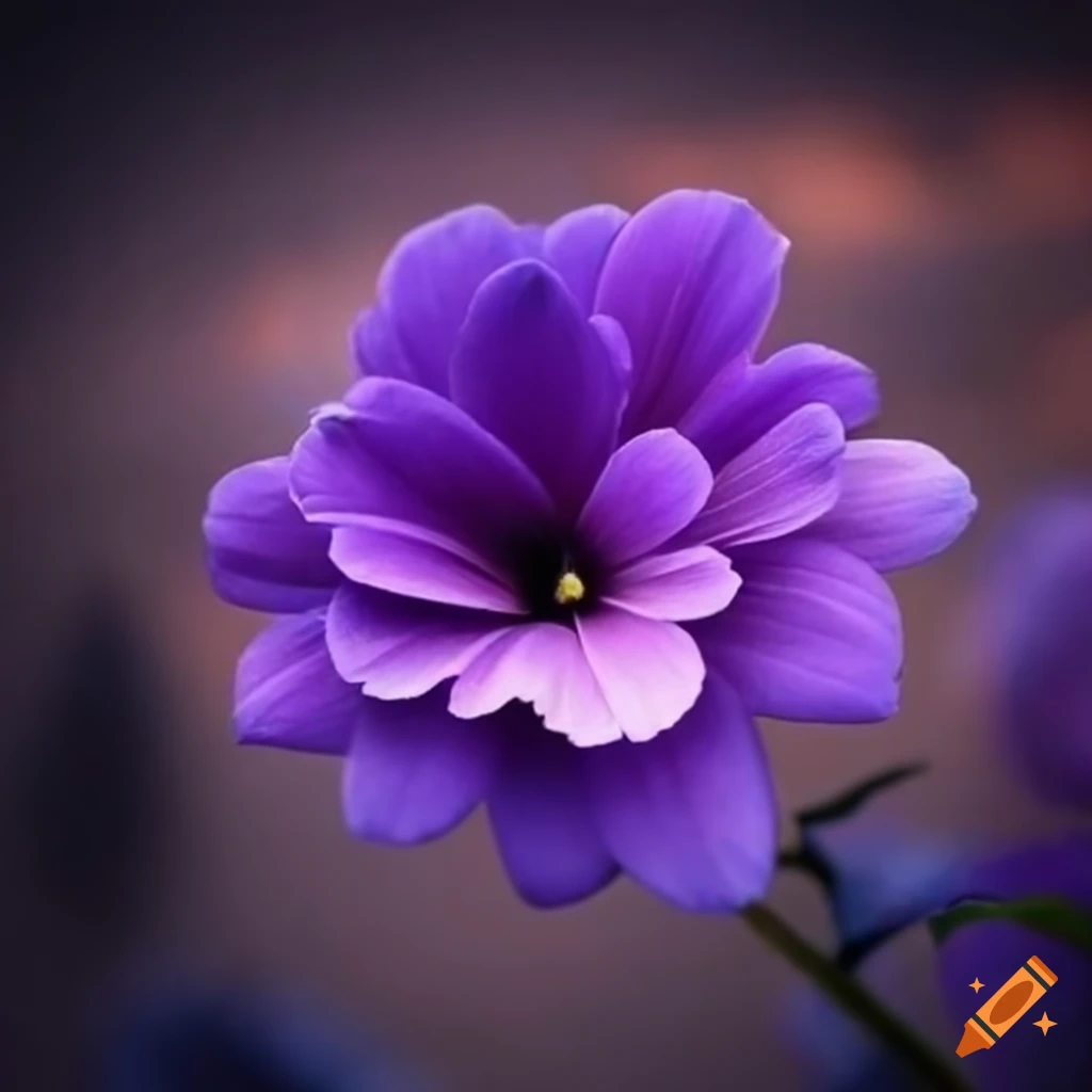 flor color violeta en el atardecer