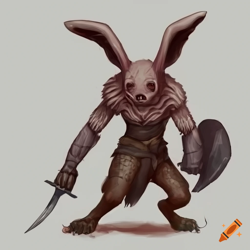 Illustration Of A Half human Half rabbit Creature With A Weapon On Craiyon illustration-of-a-half-human-half-rabbit-creature-with-a-weapon-on-craiyon