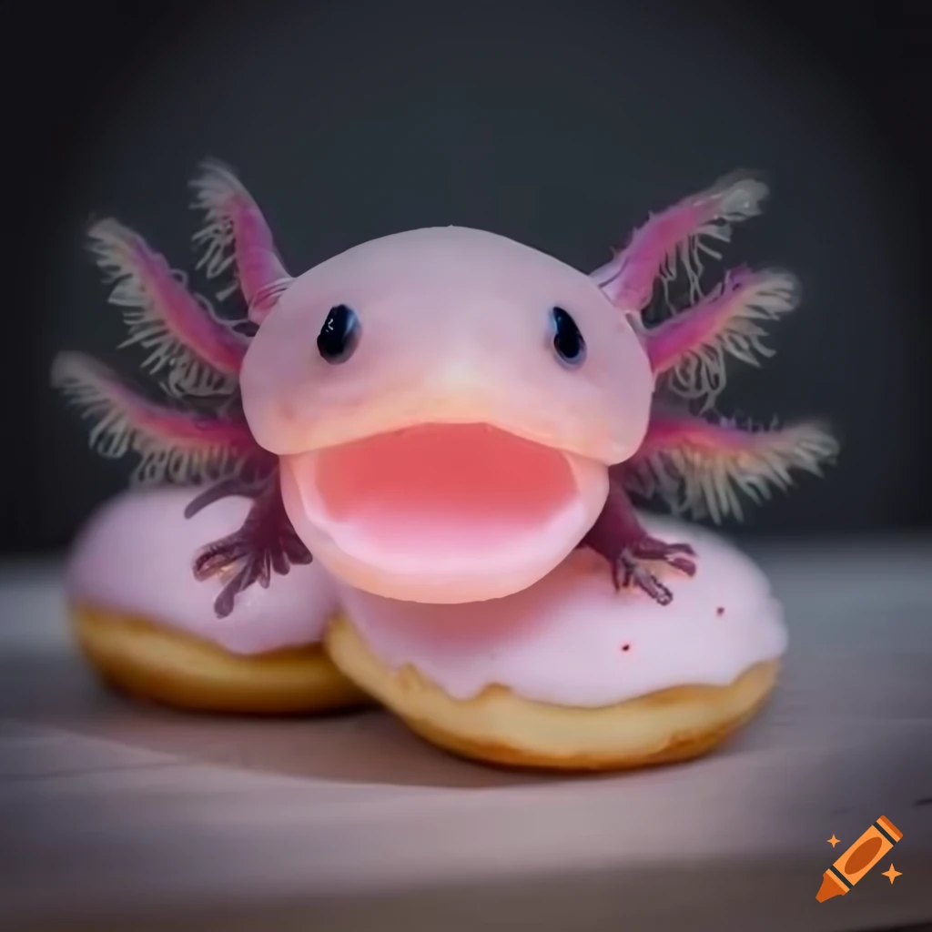 cute axolotl transforming into a donut LINE sticker