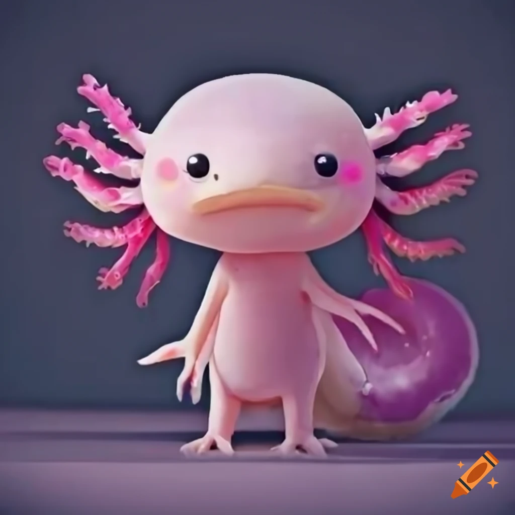 crying axolotl transforming into a donut sticker