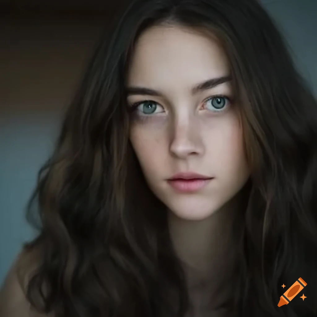 portrait of a woman with long wavy hair in the morning