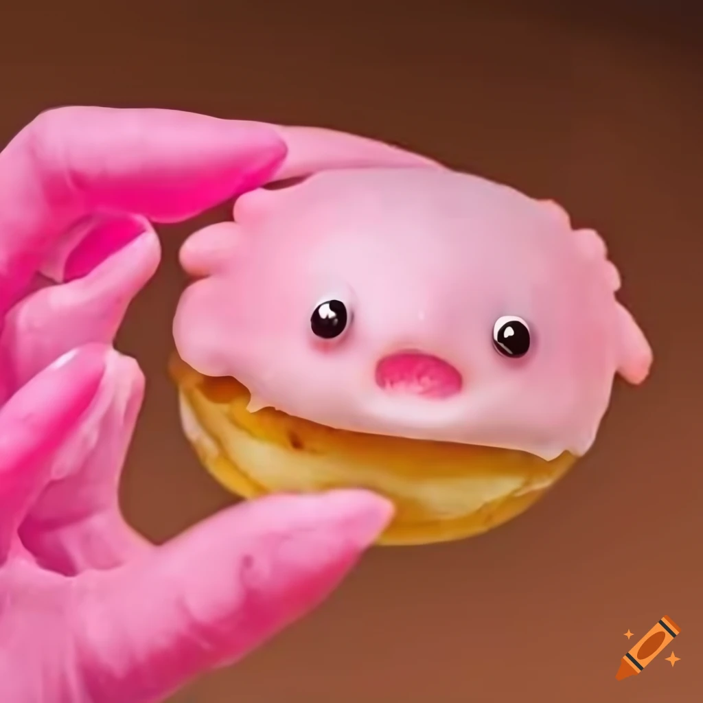 cute axolotl transforming into a donut sticker