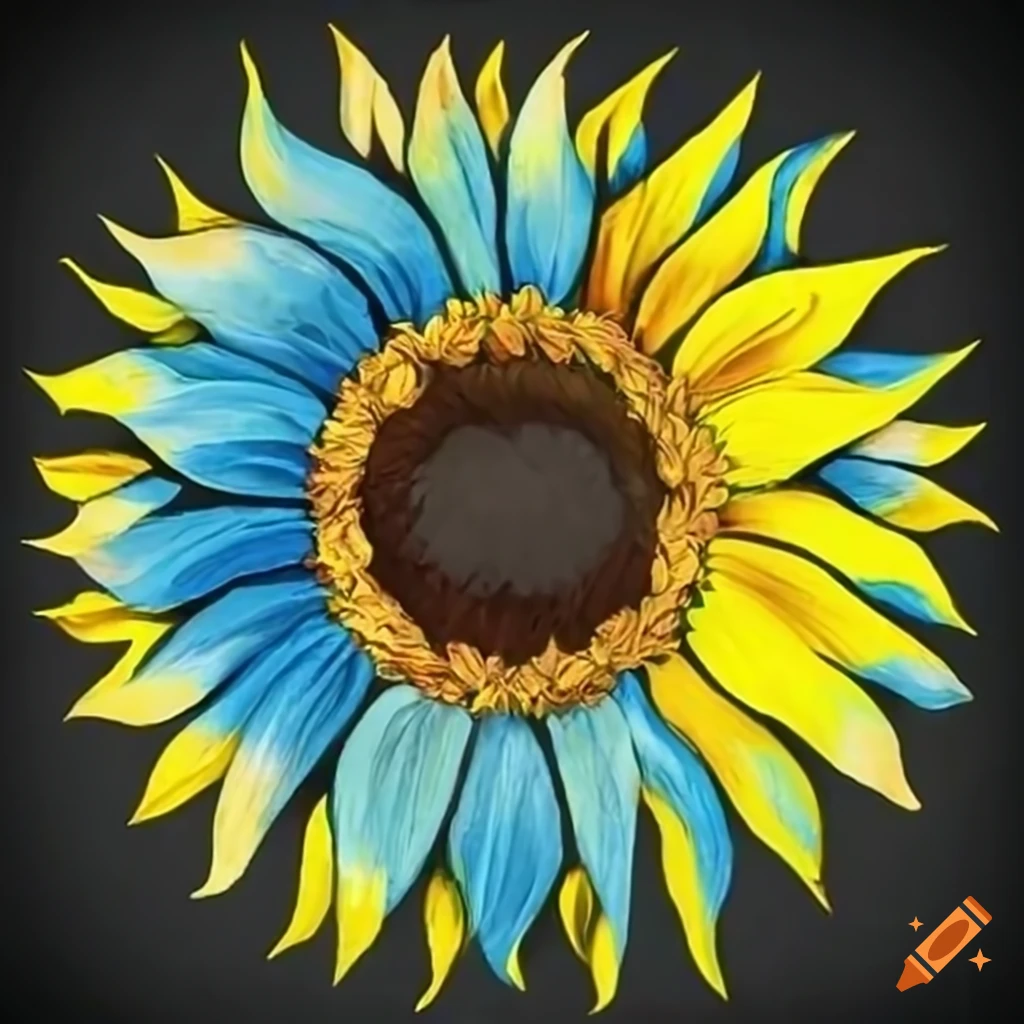 sunflower with Ukrainian flag colors