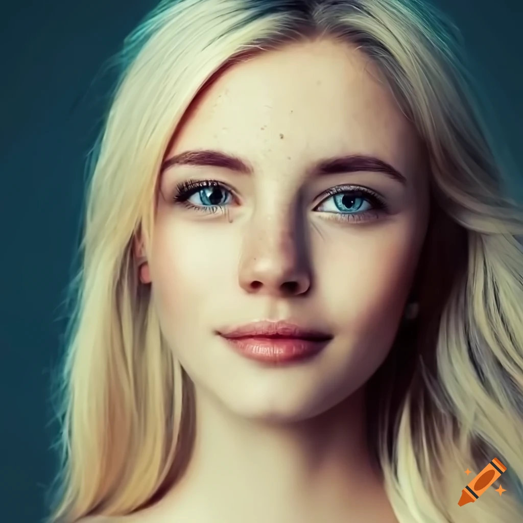portrait of a beautiful young woman with freckles