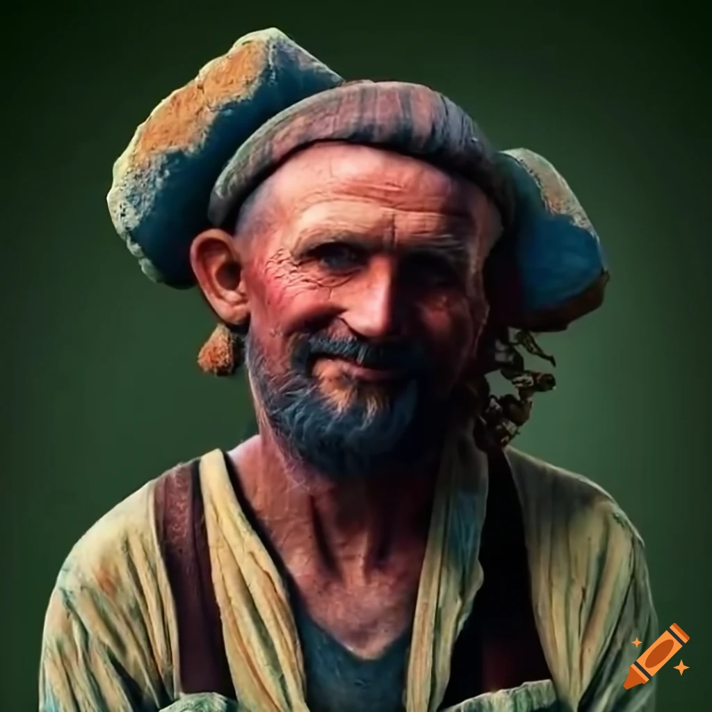 portrait of a farmer with a rock collection