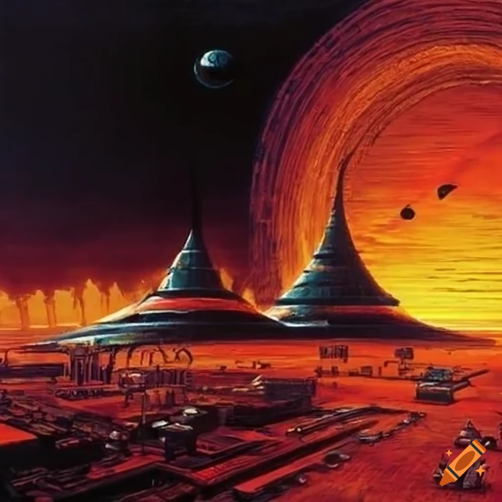 artwork of a sci-fi ringworld under construction