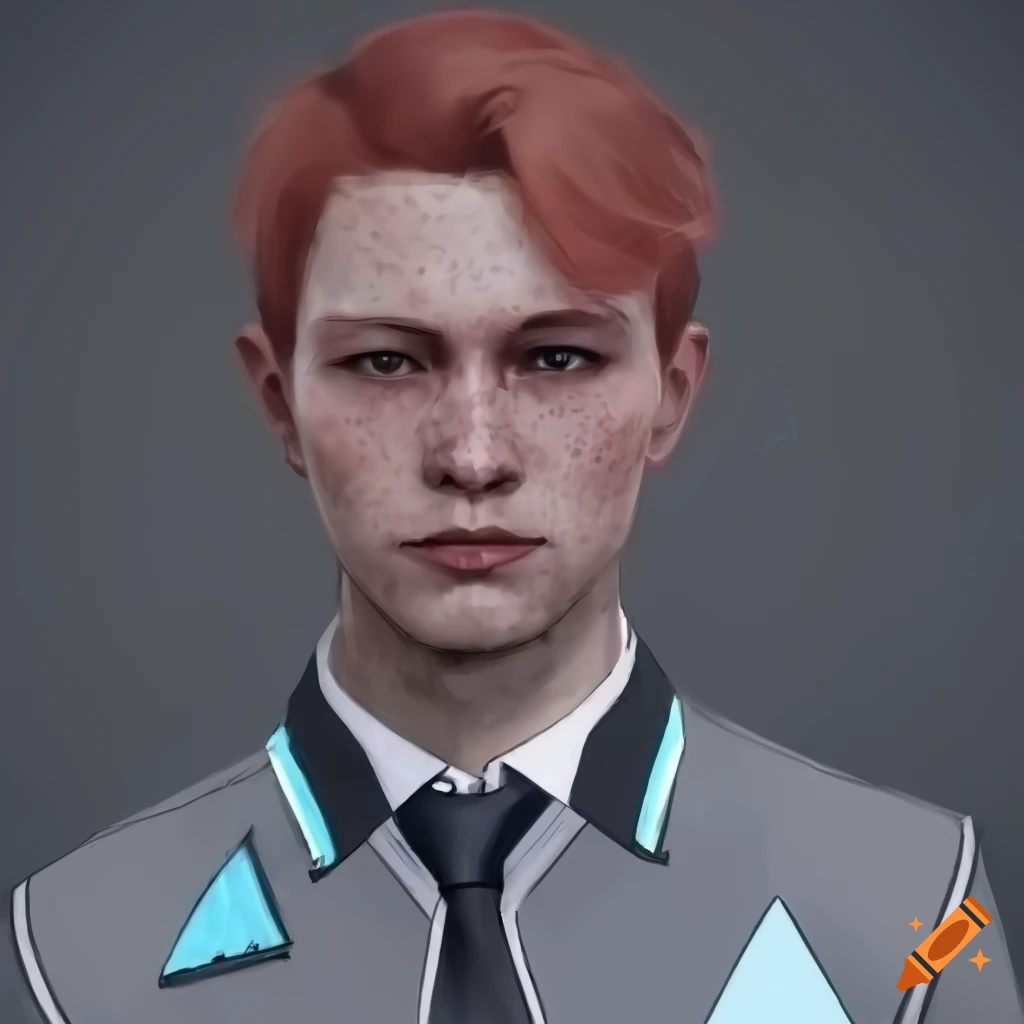 Character with wavy red hair and freckles on Craiyon