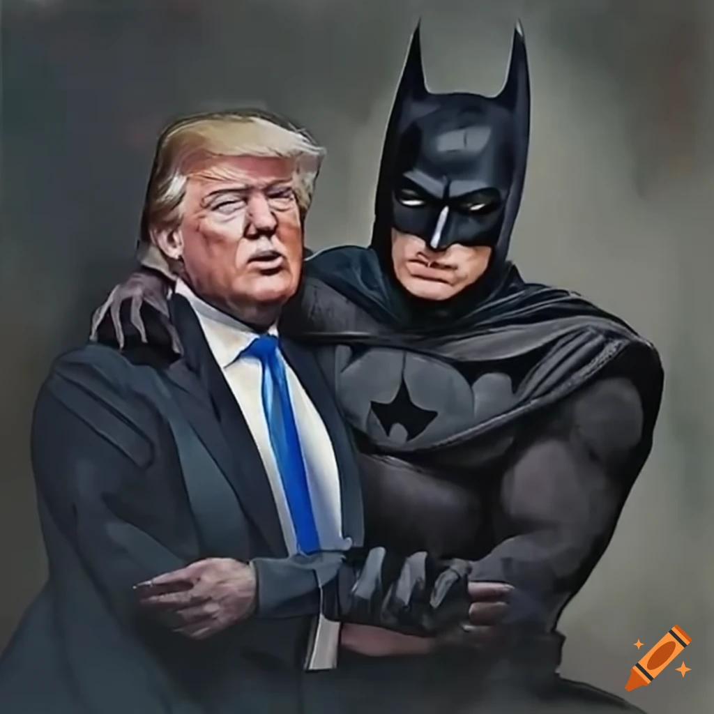 satirical image of Donald Trump meeting Batman