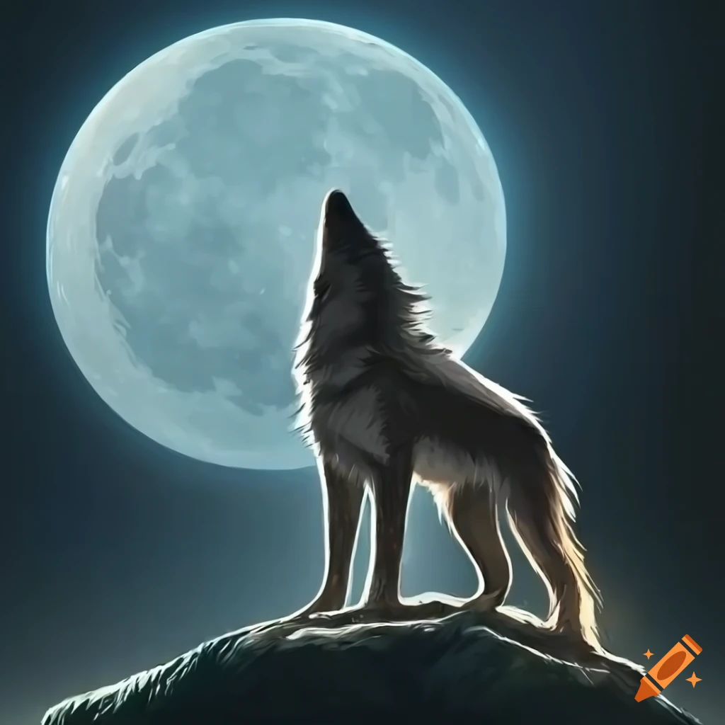 Wolf howling at the moon in a forest on Craiyon, image size:1024x1024