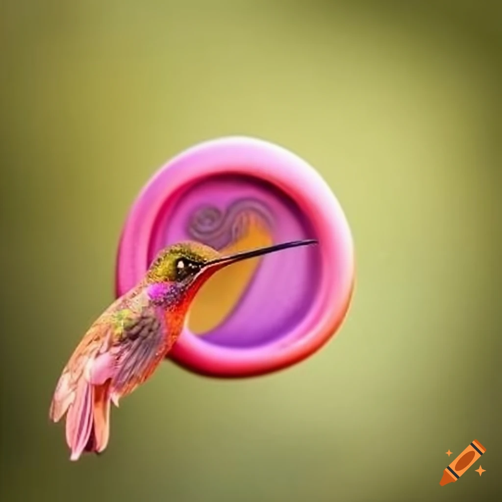 pink and golden wax seal with a delicate hummingbird design