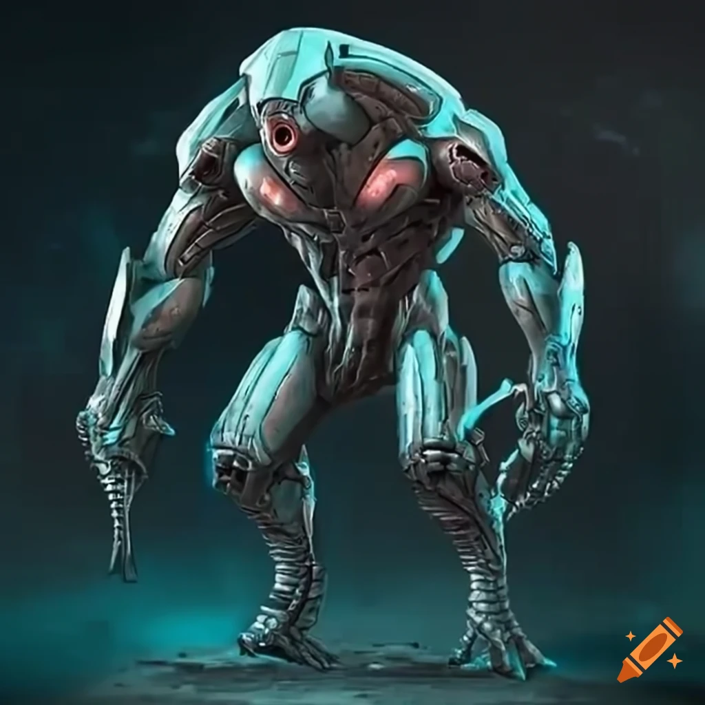 image of a cybernetic alien dreadnaught inspired by a shark
