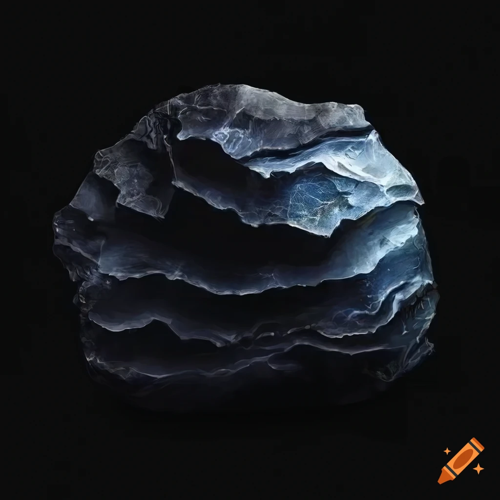Clipart of rough obsidian stone on a solid background