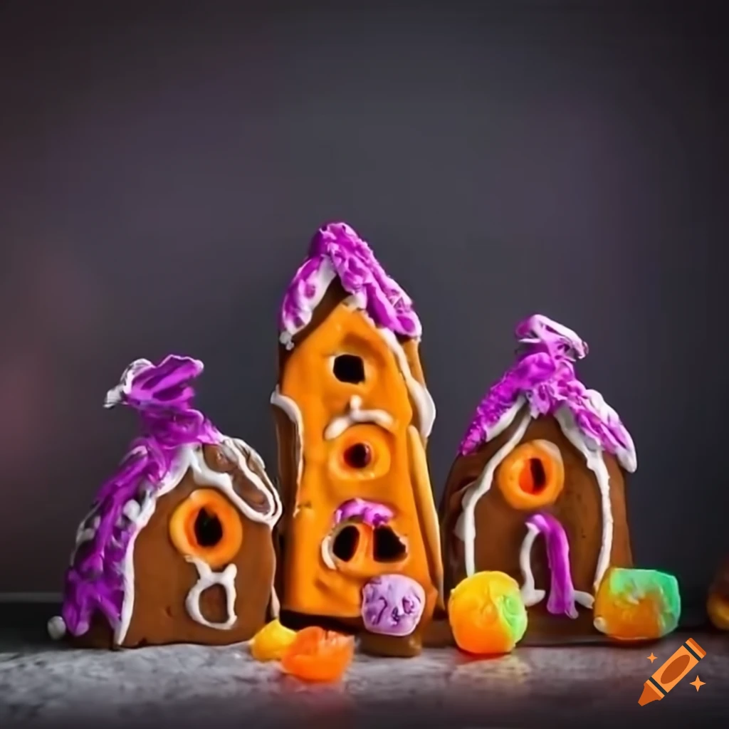 gingerbread haunted house with Halloween decorations