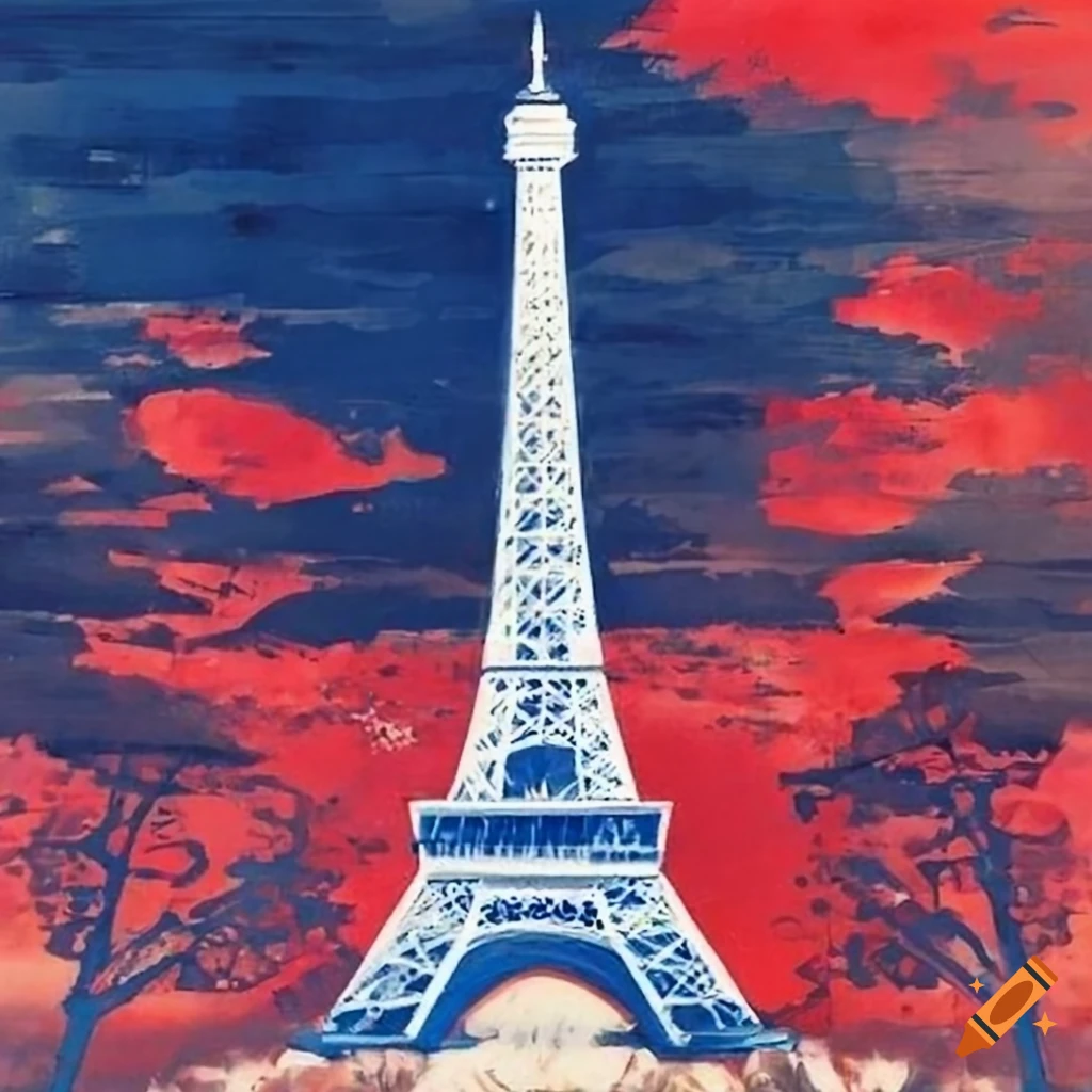 soviet style propaganda poster of the Eiffel Tower
