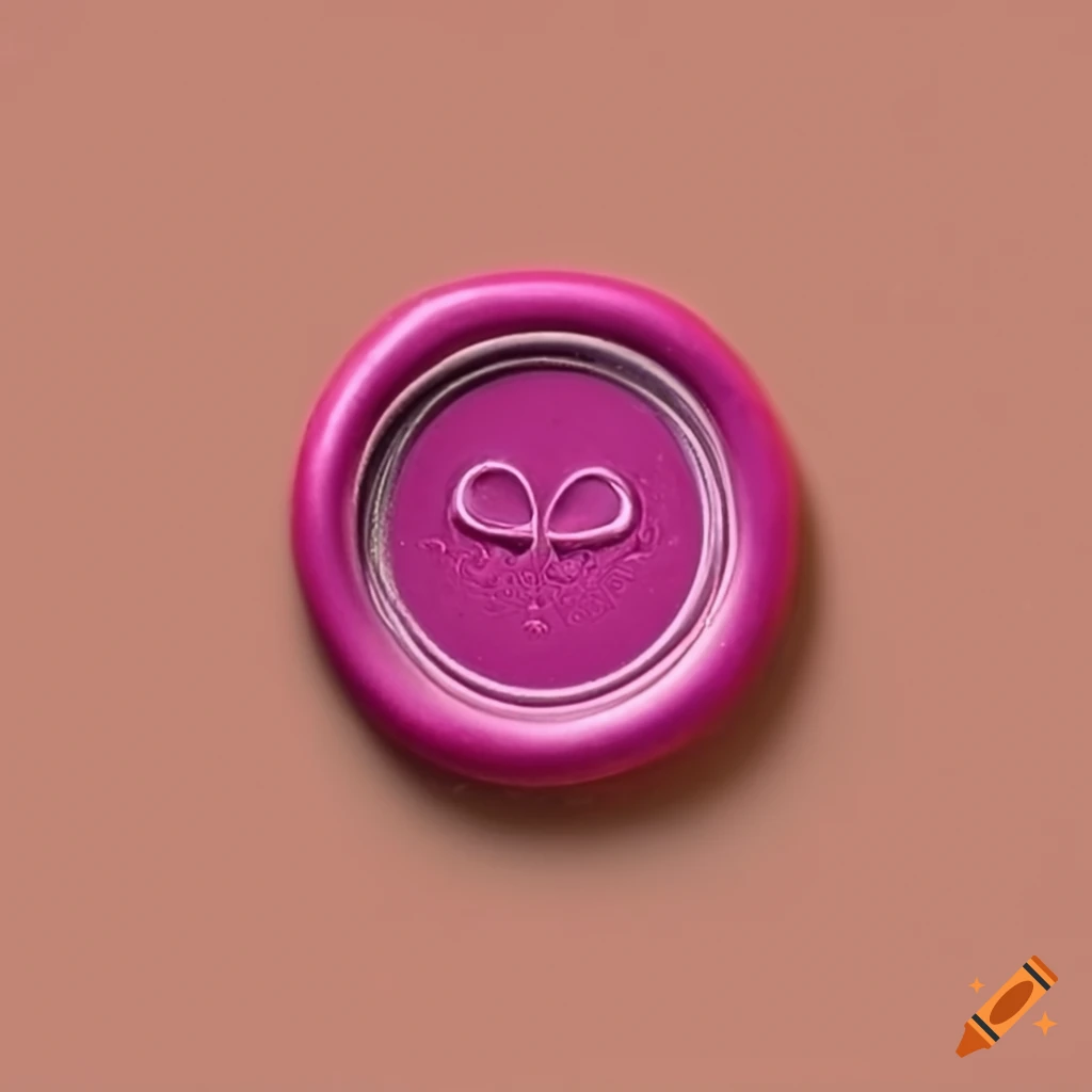white wax seal with a pink and golden symmetric bee