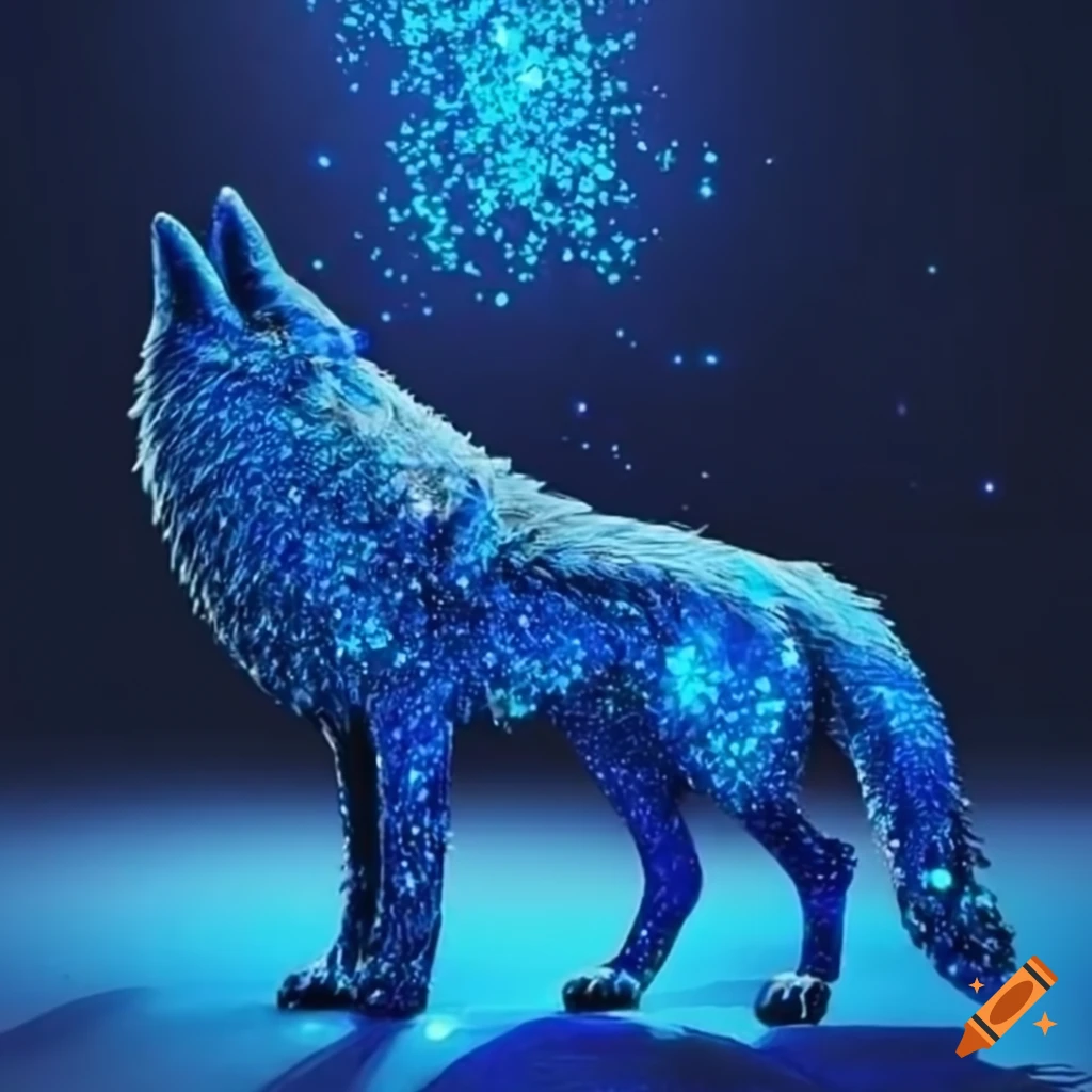 Blue glitter wolf