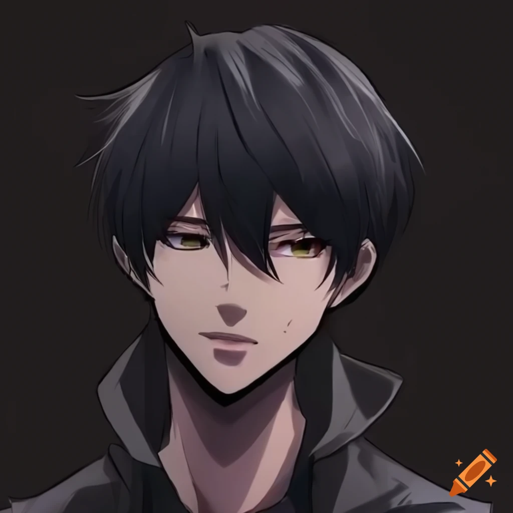 logo of a cool black-haired anime male